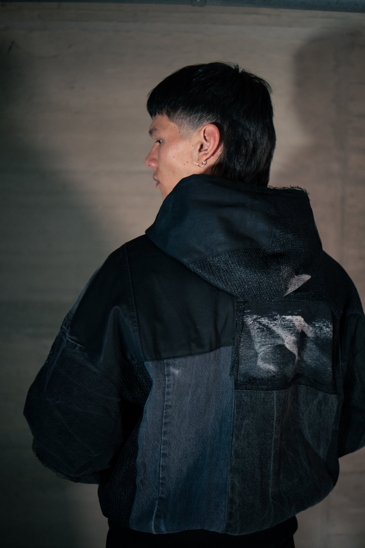 Denim Patchwork Hooded Jacket