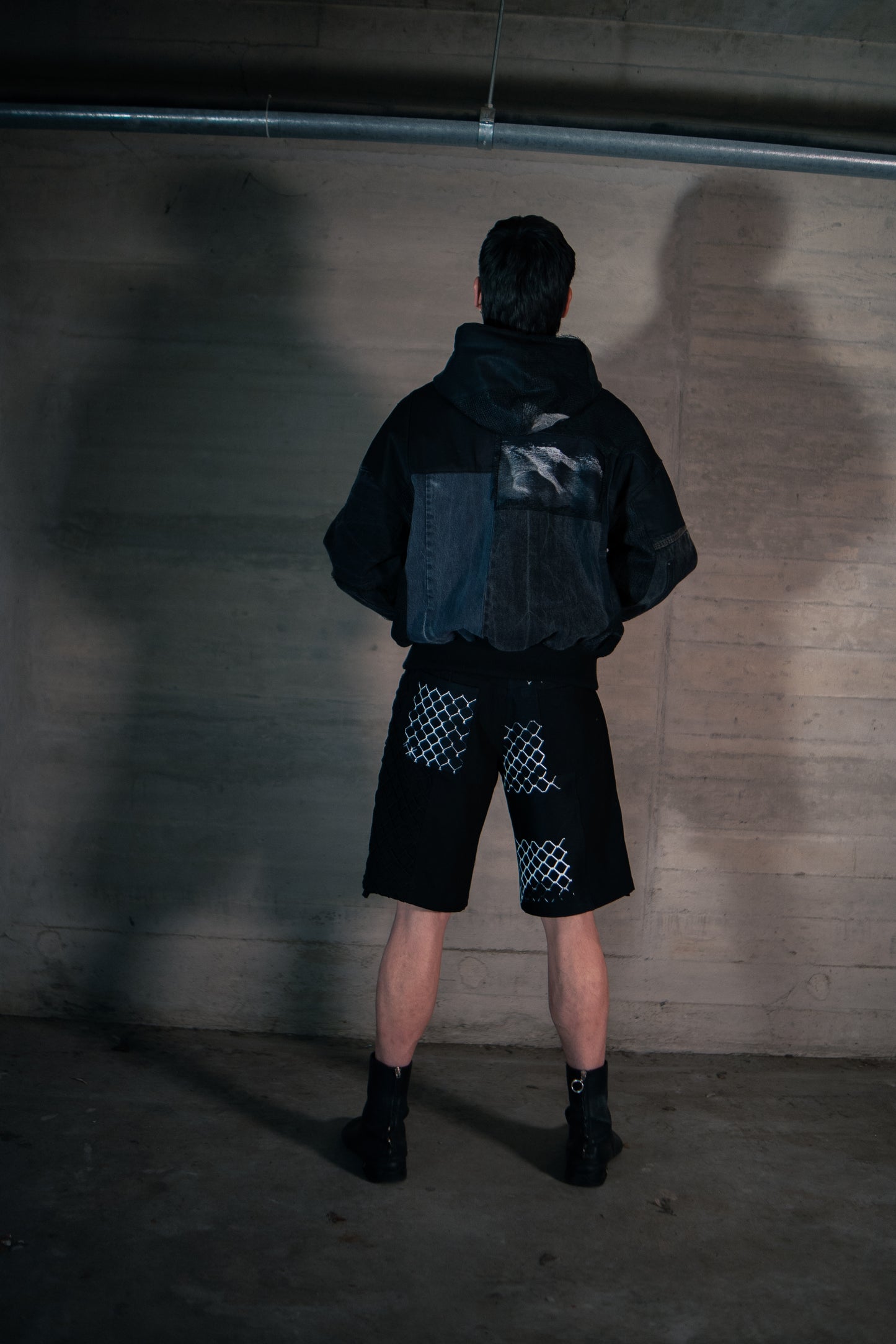 Denim Patchwork Hooded Jacket