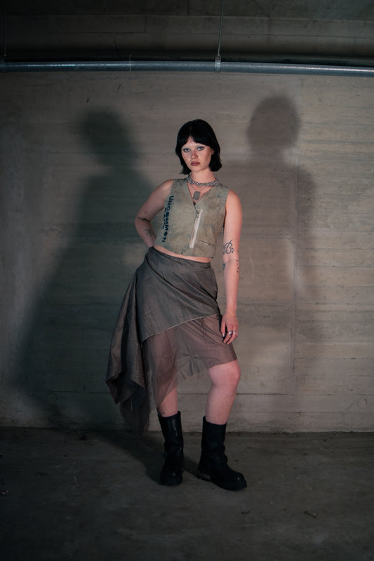 Double layer draped skirt