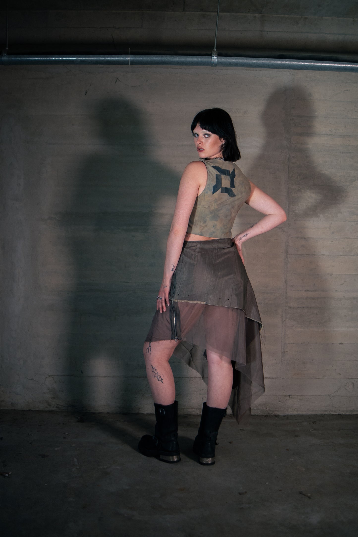 Double layer draped skirt