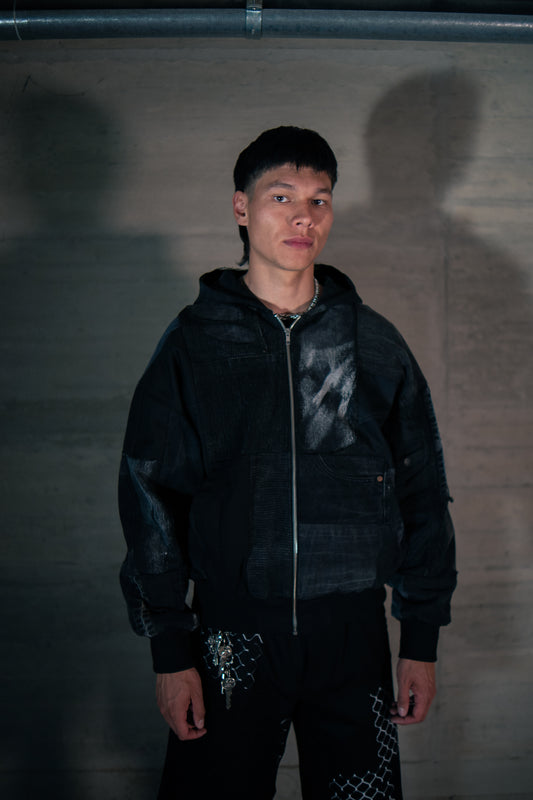 Denim Patchwork Hooded Jacket
